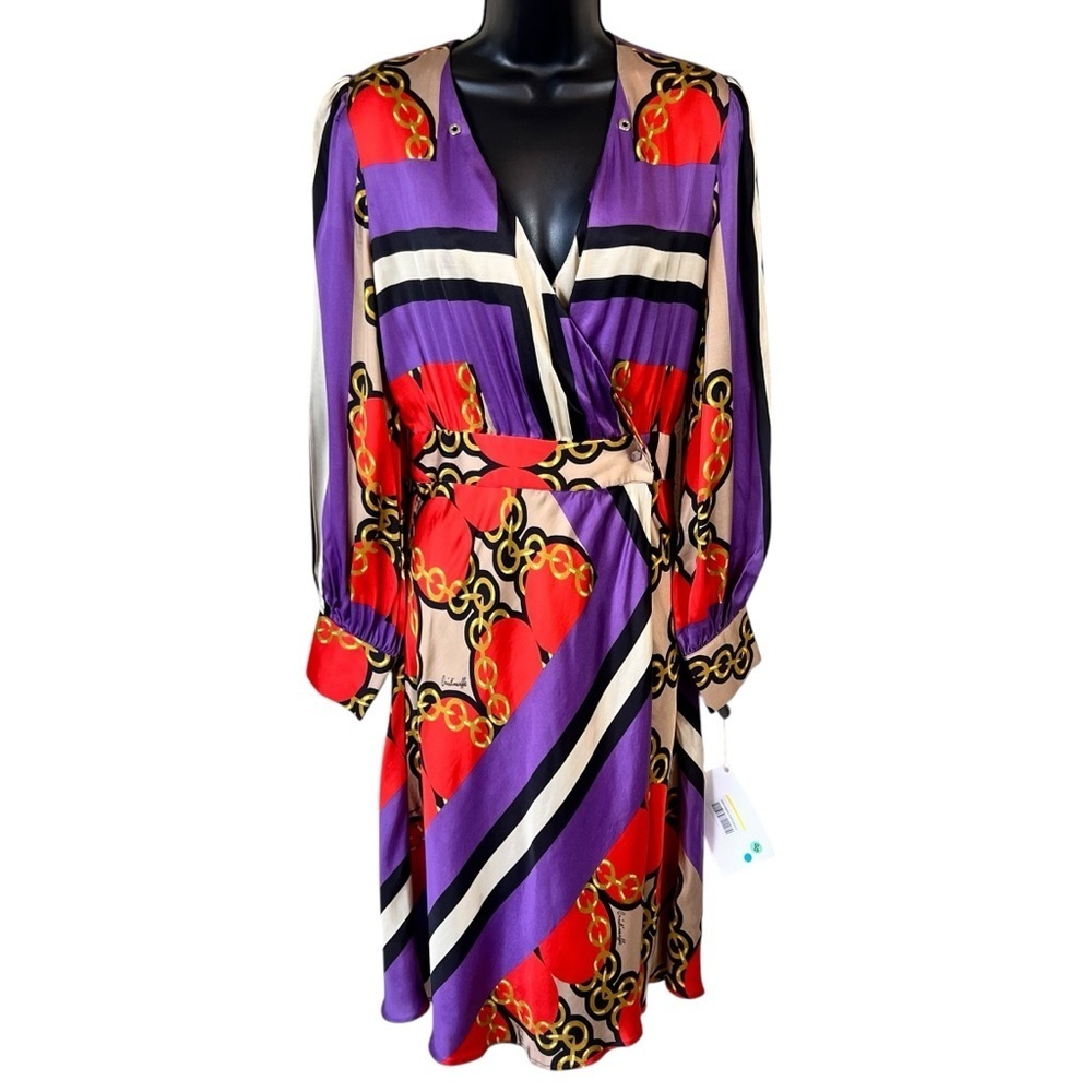 Cristina Effe Milano Candice Chain Print Wrap Dress